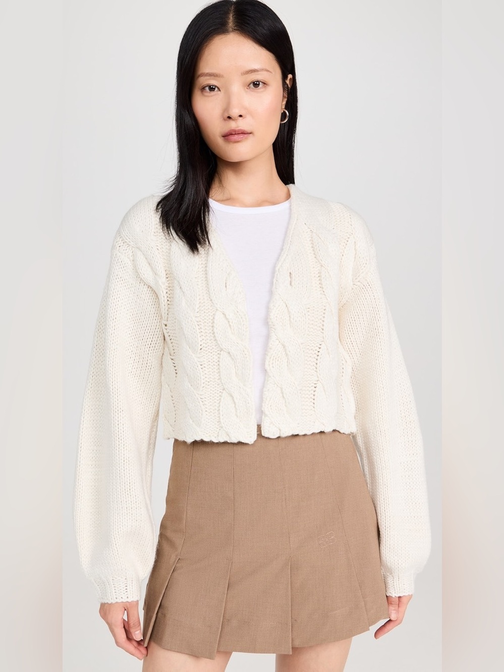 Moon River Puff Sleeve Crop Cardigan XS